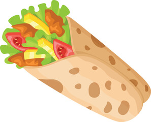Burrito cartoon icon. Mexican wrap fast food