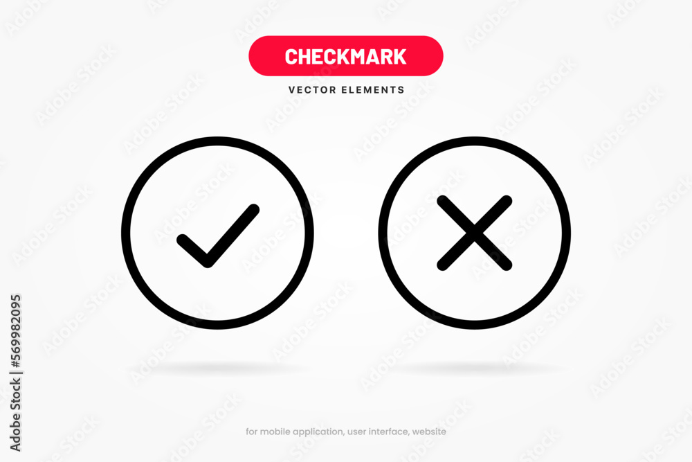Poster yes or no icon. checkmark and check symbol. approval. like and dislike icon. x or approve or deny li