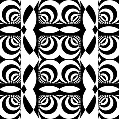 black and white seamless pattern  wallpaper textile flower circel vintage tile art.    