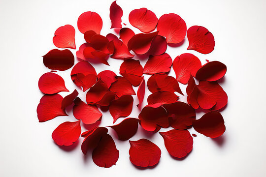 Backdrop of rose petals heart shaped isolated on a transparent white background. Vector banner, postcard, background. 14th of February. PNG image. Valentine day background