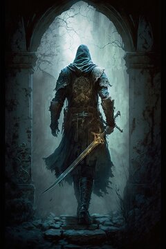 Warrior with Sword, Fantasy - AI Generated