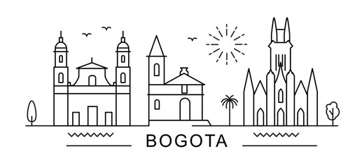 Bogota City Line View. Poster print minimal design. Colombia