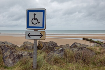 Disability sign on the sea beach sign for people with disabilities