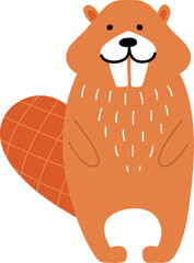 Cute beaver. Scandinavian woodland character. Kid design