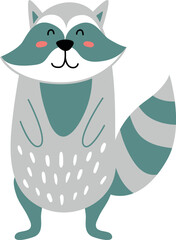 Cute raccoon. Nordic style character. Baby animal