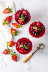 Dessert panna cotta with fresh berries