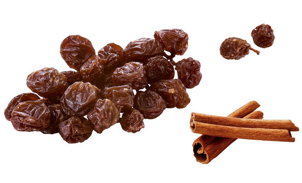 uva passa e pau de canela em fundo transparente
