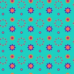 Flower Diwali Seamless Pattern. Vector Illustration of Indian Holiday Celebration.