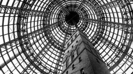 Melbourne Central Shopping Centre with Iconic Tall Tower Surrounded by a Large Metal Dome