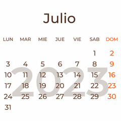 Calendar month july in spanish 2023.
