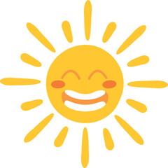 Fototapeta premium Laughing sun. Summer weather. Funny sky character