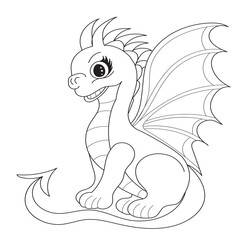dragon cartoon, coloring book on white background vector
