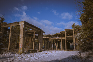 Ruins of an old hydroelectric power station. Poland.