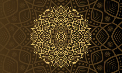 Gold circle designs mandala modern arts. Islamic Template Background Vector Illustration