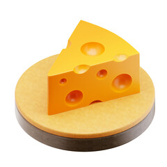 Slice of yellow cheddar cheese 3D Icon