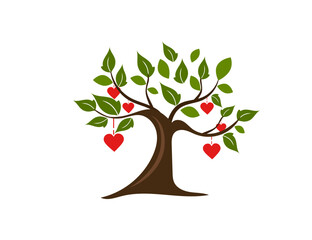 Obraz premium Love tree. Hearts on branches. Vector icon
