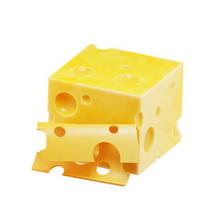 Cube of cheese 3D Icon
