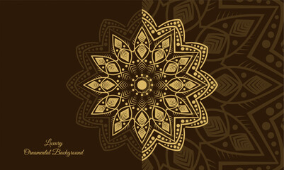 background with ornament mandala art. vector ilustration flower background with mandala gold color