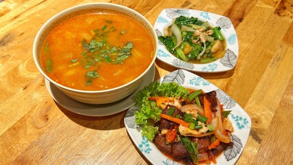 Tom Yum Soup. Tom Yam Kung Is A Thai Spicy Soup With Shrimps, Lemongrass,Lime, Ginger, Galangal.