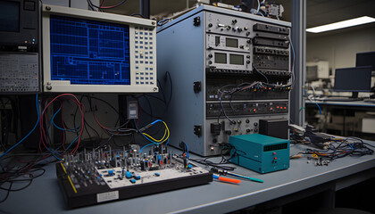 Mechatronics laboratory: A photo of a laboratory with mechatronics equipment, showcasing the integration of various engineering disciplines in the field.
