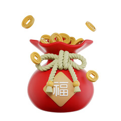Chinese new year money bag 3D Icon