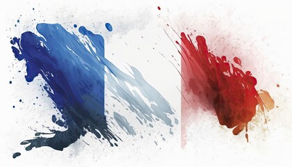 French flag isolated illustration in painted watercolor style made by ai