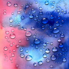 Watercolor background with water drops