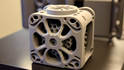 3D printed mechanical component: A photo of a 3D printed mechanical component, highlighting the use of FEA in the design and development of mechanical parts.
