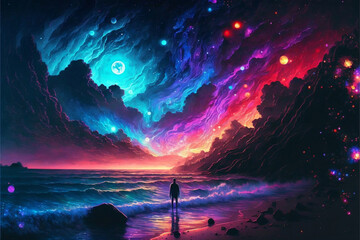 sunset over the sea galaxy