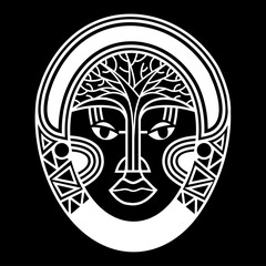 Ethnic mask illustration | Black woman mask illustration | Mask logo | Black power | Fang culture | African art inspiration