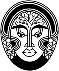Ethnic mask illustration | Black woman mask illustration | Mask logo | Black power | Fang culture | African art inspiration