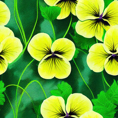Pansies seamless tile background, spring and pansy combines beauty and good mood. Generative AI.