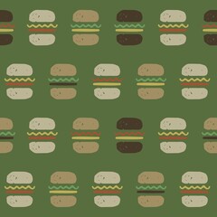 Burgers seamless pattern | Illustration of hamburgers | Vintage/Retro food pattern