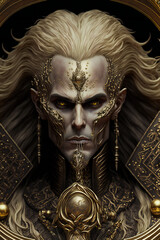 Obraz premium A modern futuristic warrior king. Demon in a military uniform. Generative AI.