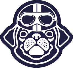 Pug illustration | Pug with helmet | Dog logo | Mascot