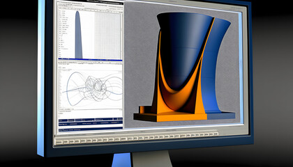 FEA software interface: A photo of a computer screen showing the interface of an FEA software, emphasizing the importance of computer simulations in FEA.
