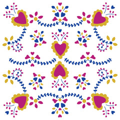 Portuguese embroidery inspiration | Seamless pattern, transparent background | Folk art