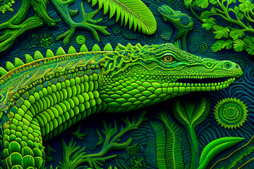 Obraz premium Abstract Crocodile Background. Generative AI.
