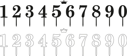 Cake toppers numbers for cutting or print