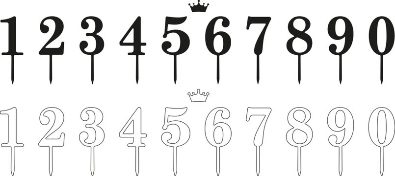 Cake toppers numbers for cutting or print