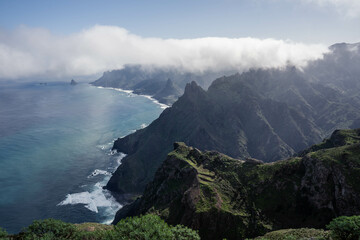 Mirador Roque de Taborno, Tenerife, Canary Islands, Spain. View of the beautiful cliffs and sea. Seascape. 