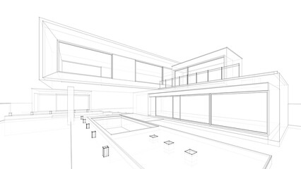 Architectural sketch of a house