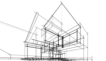 Architectural sketch of a house