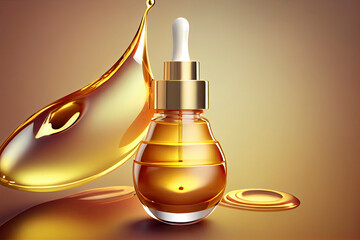 Cosmetic serum Oil drop on Saggy skin cell, Skin Repair, moisturizer, collagen serum, advertising background