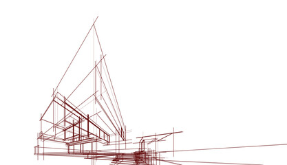 Architectural sketch of a house