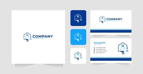 Washing or cleaning home logo design inspiration and business card