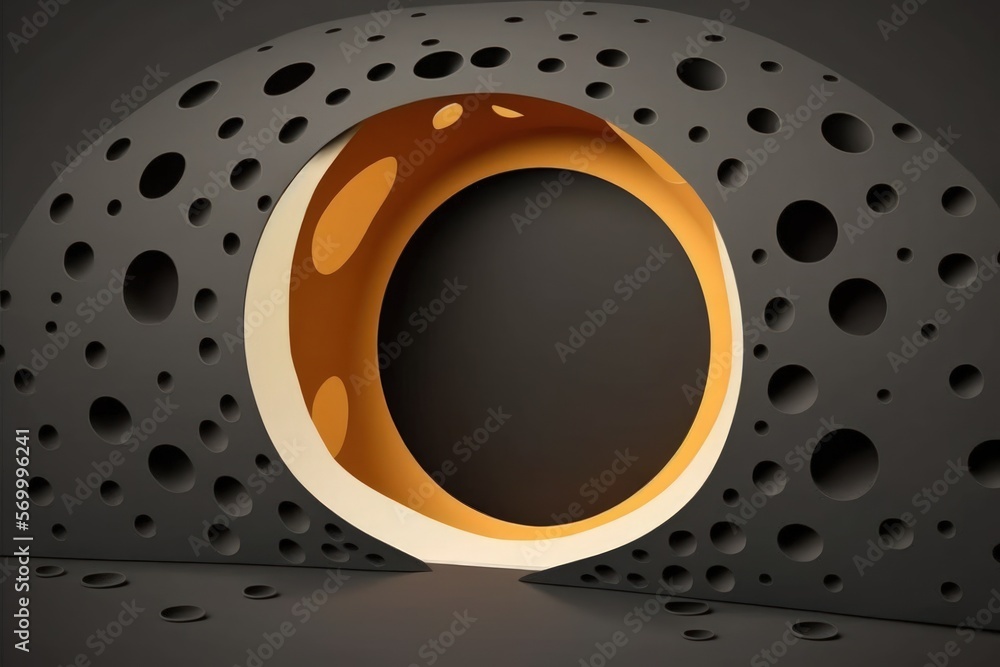 Poster black backdrop with a circular hole in the paper inside. generative ai
