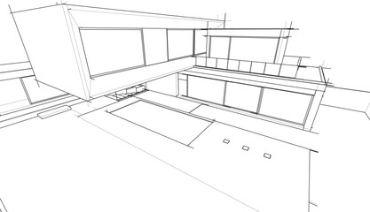Architectural sketch of a house