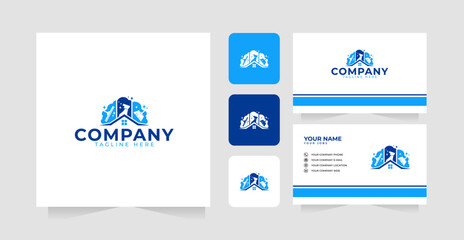 Washing or cleaning home logo design inspiration and business card