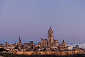 Fototapeta premium Panoramic view of Segovia and Guadarrama Mountains, Spain